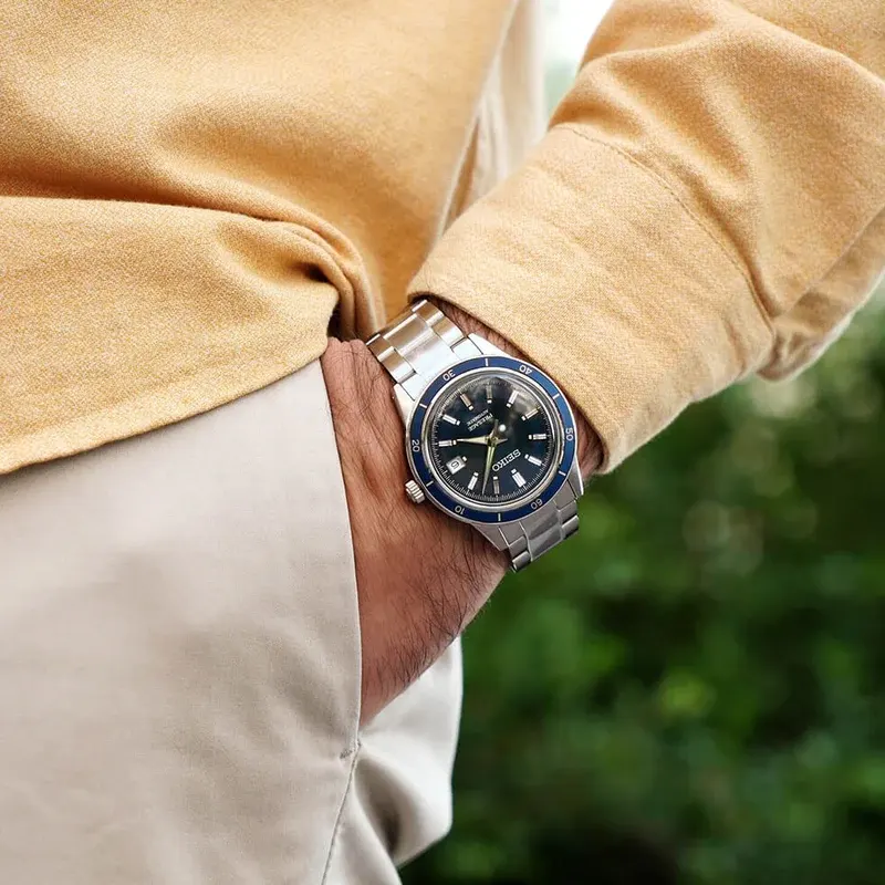 Seiko Presage Style60's Blue Dial Automatic Men's Watch- SRPG05J1